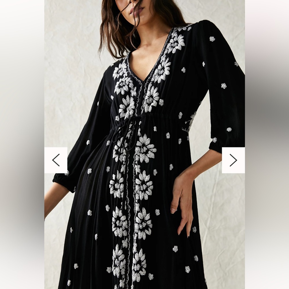 Free People Embroidered Fable Midi Dress | Size: XS